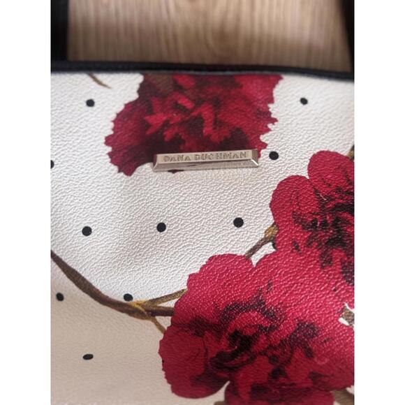 Dana Buchman Floral Pebbled Faux-Leather Tote Bag  – Bright Red Carnations - Picture 4 of 5